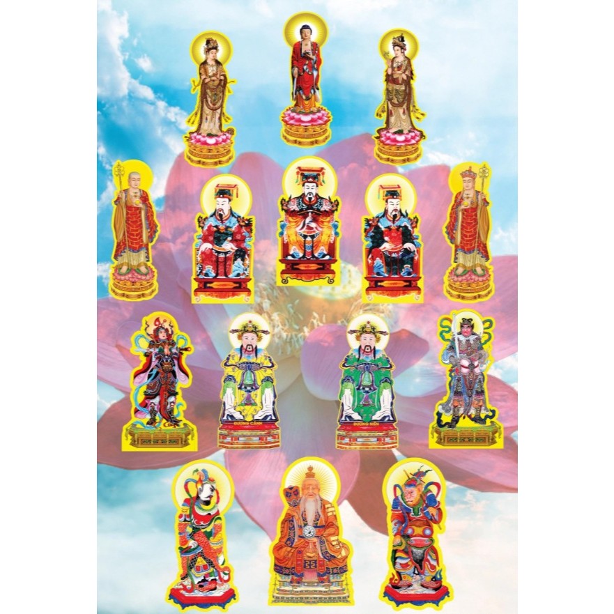 Bộ tranh cúng 15 bức ép plastic 40cm - 60cm