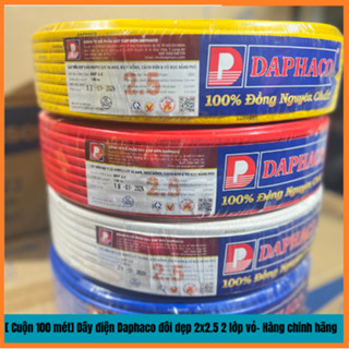    Cuộn 100 mét  Dây điện Daphaco đôi dẹp 2x2.5 2 lớp vỏ- Hàng chính hãng 