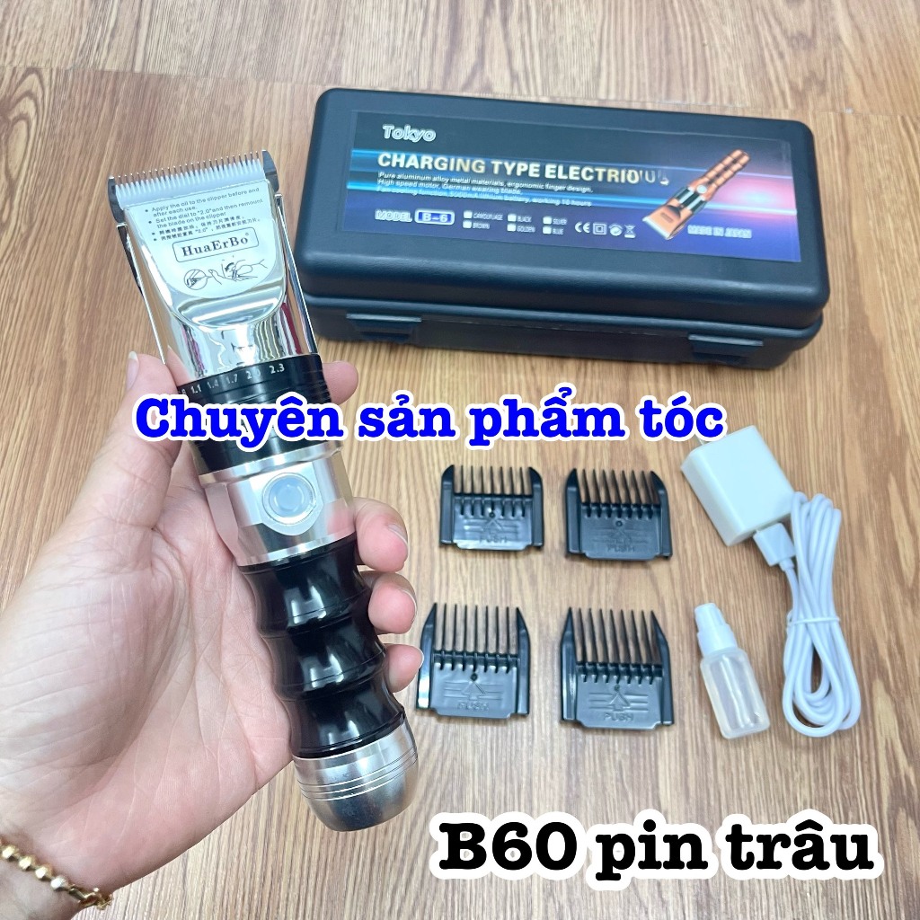 ✅TOKYO Tông đơ cắt tóc cao cấp B60 - pin trâu 8 tiếng, lưỡi sác bén, có tăng tốc, chất liệu thép cao cấp, lưỡi titanium