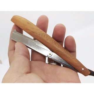 Cán gỗ cầm tay lắp dao lam cạo lông mặt nhỏ gọn tiện lợi
