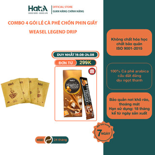 Combo 4 gói Cà phê chồn nguyên chất 100% túi lọc cao cấp Hạt A Cafe Weaseal Legend Coffee Drip, phin giấy tiện lợi