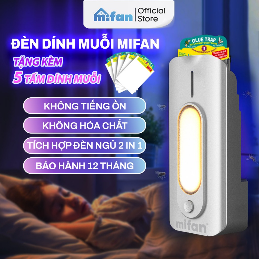 Đèn Bắt Muỗi Keo Dính UV-LED MIFAN - Không Tiếng Ồn - Bẫy ruồi, bắt bọ, diệt côn trùng - Bảo Hành 12