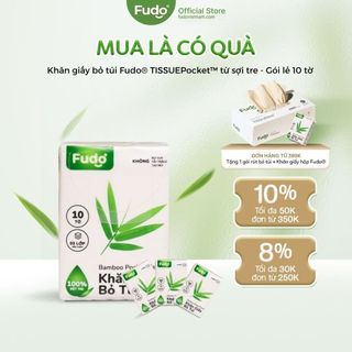 Khăn giấy bỏ túi fudo® tissuepocket™ từ sợi tre - gói lẻ 10 tờ