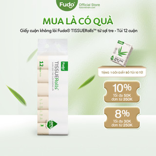 Giấy cuộn không lõi Fudo® TISSUERolls™ từ sợi tre - Túi 12 cuộn