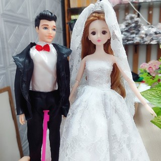  Búp Bê cô dâu búp bêchú rể  cao 30cm kèm sẵn đồ và phụ kiện 