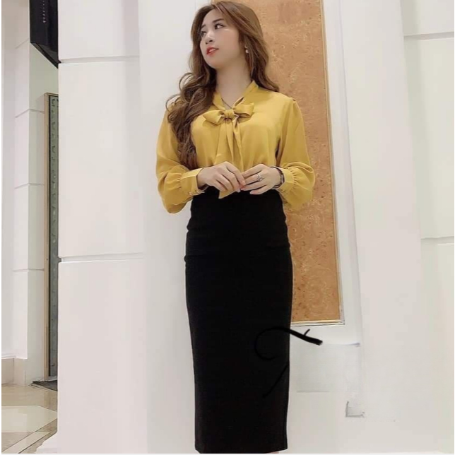 chân váy dáng dài chất umi co dãn