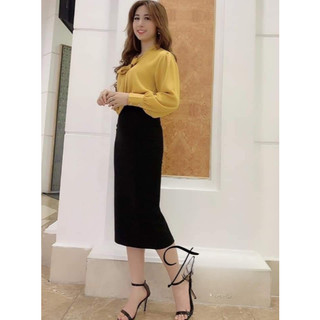 chân váy dáng dài chất umi co dãn