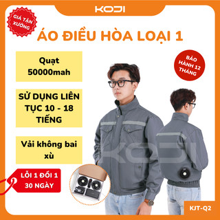 Áo điều hòa loại 1 chính hãng KOJI màu xám chì KJTQ2 50000mAh chạy 10-18 tiếng vải không bai xù