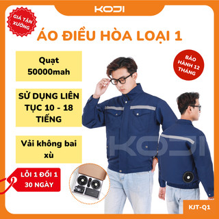 Áo điều hòa loại 1 chính hãng KOJI màu xanh than KJTQ1 Quạt 50000mAh chạy 10-18 tiếng vải khôg bai xù