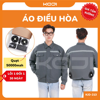  Bộ áo điều hòa chính hãng GIFV KOJI màu chì KJD213 Quạt 50.000mAh - 12V chạy 10-18 tiếng chất liệu kaki