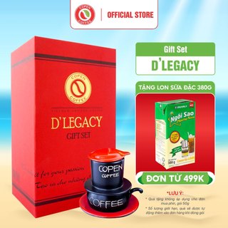 Hộp quà tặng cà phê Cao Cấp D’ Legacy - Copen Coffee  500G kèm phin gốm Bát Tràng - Vị đắng nhẹ, chua thanh, hậu ngọt
