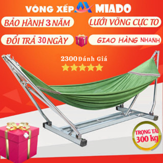 võng xếp inox khung vuông chính hãng MIADO cỡ lớn chuẩn inox tiến đạt chịu tải 300kg bảo hành 3 năm