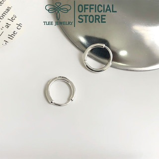 Khuyên tai bạc TLEE tròn trơn bản dày chốt bấm chắc chắn size đường kính 10mm TLEE JEWELRY B0335