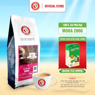 Cà phê hạt Moka rang mộc nguyên chất Copen Coffee 200G/GÓI - dành cho pha phin gu đắng nhẹ, thơm nồng, hậu ngọt kéo dài