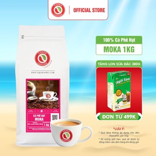 Cà phê hạt Moka rang mộc nguyên chất Copen Coffee 1KG/GÓI - dành cho pha phin gu đắng nhẹ, thơm nồng, hậu ngọt kéo dài