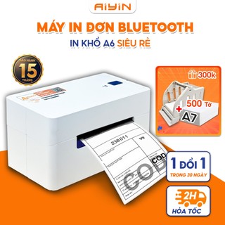 Máy in đơn hàng AYIN in từ điện thoại khổ A6 in đơn GHTK,mã vận đơn,phiếu gửi hàng,logo BH 15 tháng