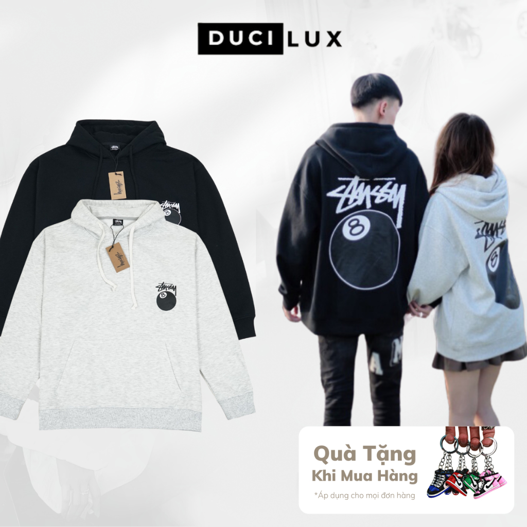 Áo Hoodie Stussy 8 BALL - Áo khoác dây kéo chất Cotton nỉ bông mịn nặng ~700gram
