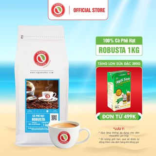 Cà phê hạt Robusta rang mộc nguyên chất - Copen Coffee 1KG/GÓI - Gu truyền thống pha phin đắng đậm, thơm nồng