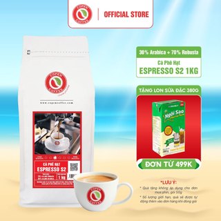 Cà phê nguyên chất blend Arabica & Robusta - Espresso S2 Copen Coffee 1KG - cho pha máy pha phin - Đắng vừa, thơm nồng