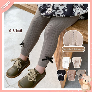 Quần Legging Len Nơ, Quần Tất Len Không Bàn Đính NƠ NHỎ Cho Bé Gái 0-8 Tuổi Q-01, Chất Len Mềm Mại, Xinh Xắn