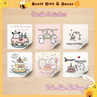 Set sticker sinh nhật có sẵn decor trang trí hộp quà cực xinh