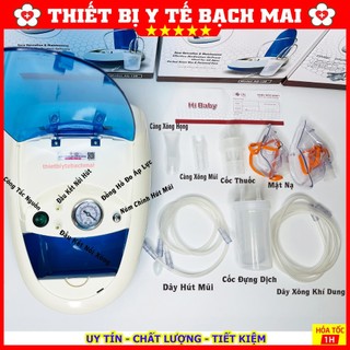 [Y Tế Bạch Mai] Máy Xông Hút Mũi 2 Trong 1 HI Baby AG Life NEW2020 Có Đồng Hồ Chính Áp Lực - Bảo Hành 08 Năm