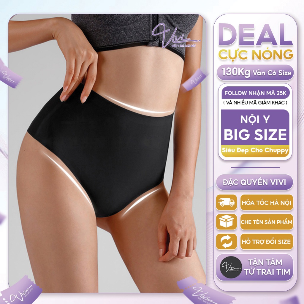 Quần lót nữ Big size, Quần lót big size nữ cạp cao, Quần lọt khe nữ big su lạnh (Size tới 100Kg - Mã