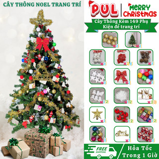 Cây thông noel 2m 1m8 1m5 1m2 90cm mini để bàn XANH TRƠN trang trí giáng sinh trong nhà ngoài trời