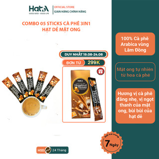 Combo 5 gói cà phê hòa tan Hạt A Cafe 3in1 vị hạt dẻ mật ong