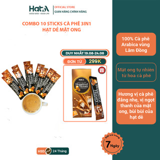 Combo 10 gói cà phê hòa tan Hạt A Cafe 3in1 vị hạt dẻ mật ong