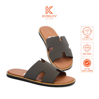 Dép HM Nam Bản Siêu Cấp MS44 Full Box, Màu Xanh Rêu Thời Trang, Đế Cao Su Non, BH 6 Tháng