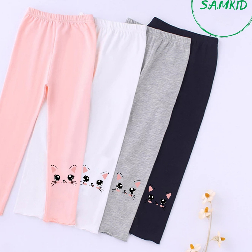 8-40kg Quần Legging Dài Bé Gái In Mèo Cực Thoải Mái Và Sang Chảnh,Quần Thun Ôm Dài Bé Gái