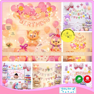 Set bóng sinh nhật chủ đề thỏ tím Baby bee
