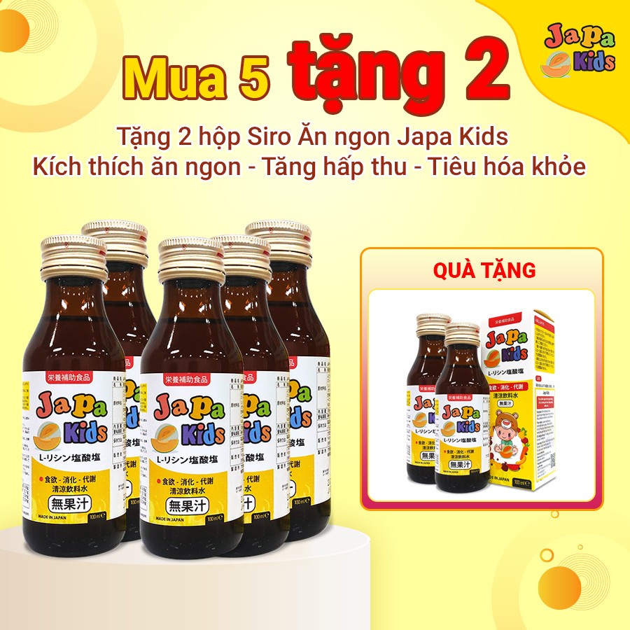 Combo 5 Tặng 2 Chai Siro Japa Kids - Giúp bé ăn ngon cho bé thể tích 100ml nhập khẩu Nhật Bản