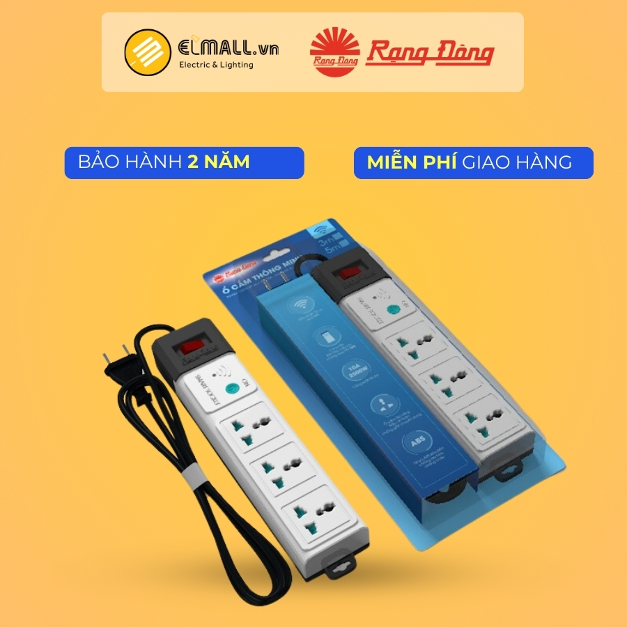 Ổ cắm thông minh Wifi 5m Rạng Đông, OC02.WF 3C/5M/10A - Elmall