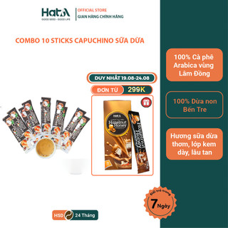 [10 gói] Cà phê hòa tan Cappuccino Hạt A Cafe 4in1 vị sữa dừa tự nhiên