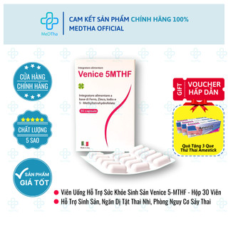  Venice 5-MTHF - Bổ Sung Folate Hỗ Trợ Sinh Sản Ngăn Dị Tật Thai Nhi Sắt Vitamin Tổng Hợp  Hộp 30 Viên  