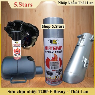 Sơn xịt chịu nhiệt độ cao 1200 độ F  HI-TEMP Bosny dung tích 400ml-Thái lan, sơn pô xe, lốc máy, sơn ô tô, xe máy