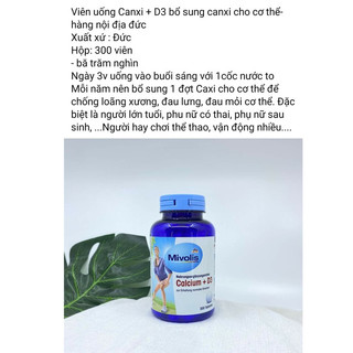 Sản phẩm Mivolis Calcium + D3 Đức 300v
