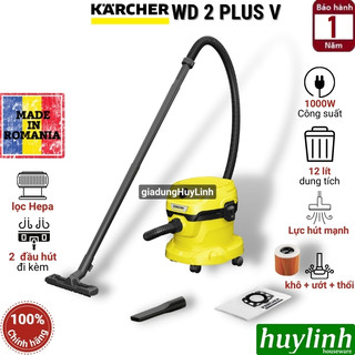 Máy hút bụi khô và ướt karcher wd2 plus v - 12 lít - có thổi bụi