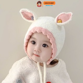 MŨ LEN Giữ Ấm Mùa Đông TAI GẤU TAI NAI Có Dây Buộc Siêu dễ thương 2 Lớp Dày Dặn Cho Bé 0-4 tuổi