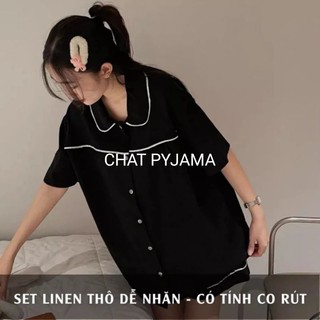 Sét bộ đùi Pyjama Xốp Cổ Sen