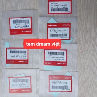 Bộ tem thông số dream đời đầu 2001 2002