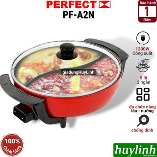 Nồi lẩu điện đôi 2 ngăn perfect pf-a2n - 5 lít - bảo hành 1 năm