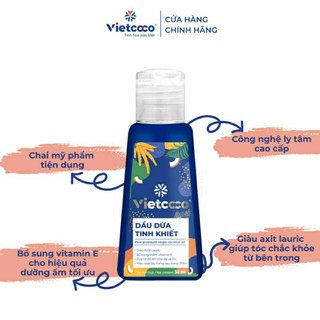 Dầu dừa tinh khiết mỹ phẩm Vietcoco 50ml (tuýp nhựa, date mới)