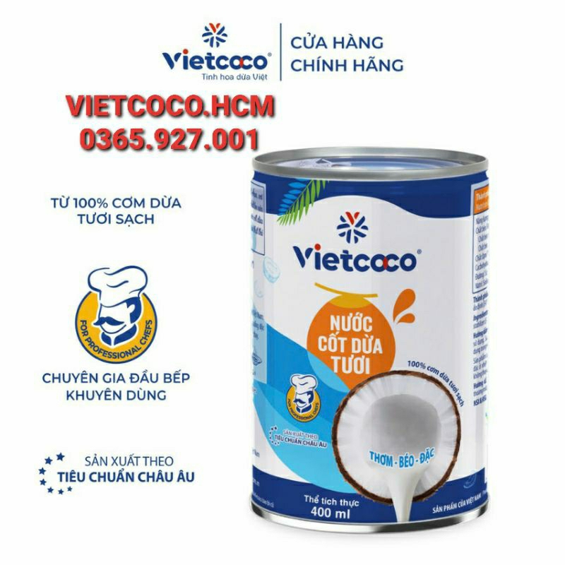 1 Lon nước cốt dừa tươi vietcoco date mới (lon 400ml)