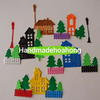 10 ngôi nhà bằng giấy xốp, có 5 mẫu khác nhau - Hình trang trí thiệp, phong thư, bưu thiếp, bao thư, bao lì xì
