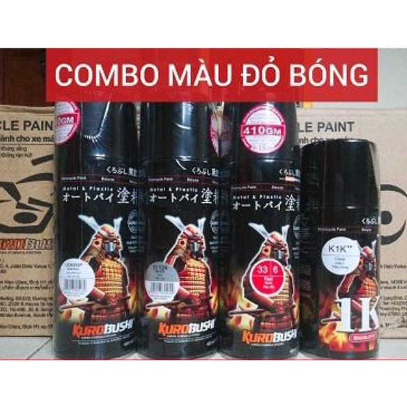 SƠN SAMURAI COMBO MÀU ĐỎ TƯƠI GỒM 4 CHAI