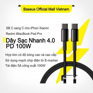 Dây cáp sạc nhanh Baseus cho Phone 15 Xiaomi Redmi Note 8 iMacBook Pad Pro đầu C sang Type C tốc độ nhanh 4.0 PD 100W
