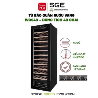 Tủ Bảo Quản Rượu Vang Xì Gà SGE WCS 48 Làm Lạnh Nhanh Sâu Tiết Kiệm Điện Mặt Kính Cường Lực Đủ Size
